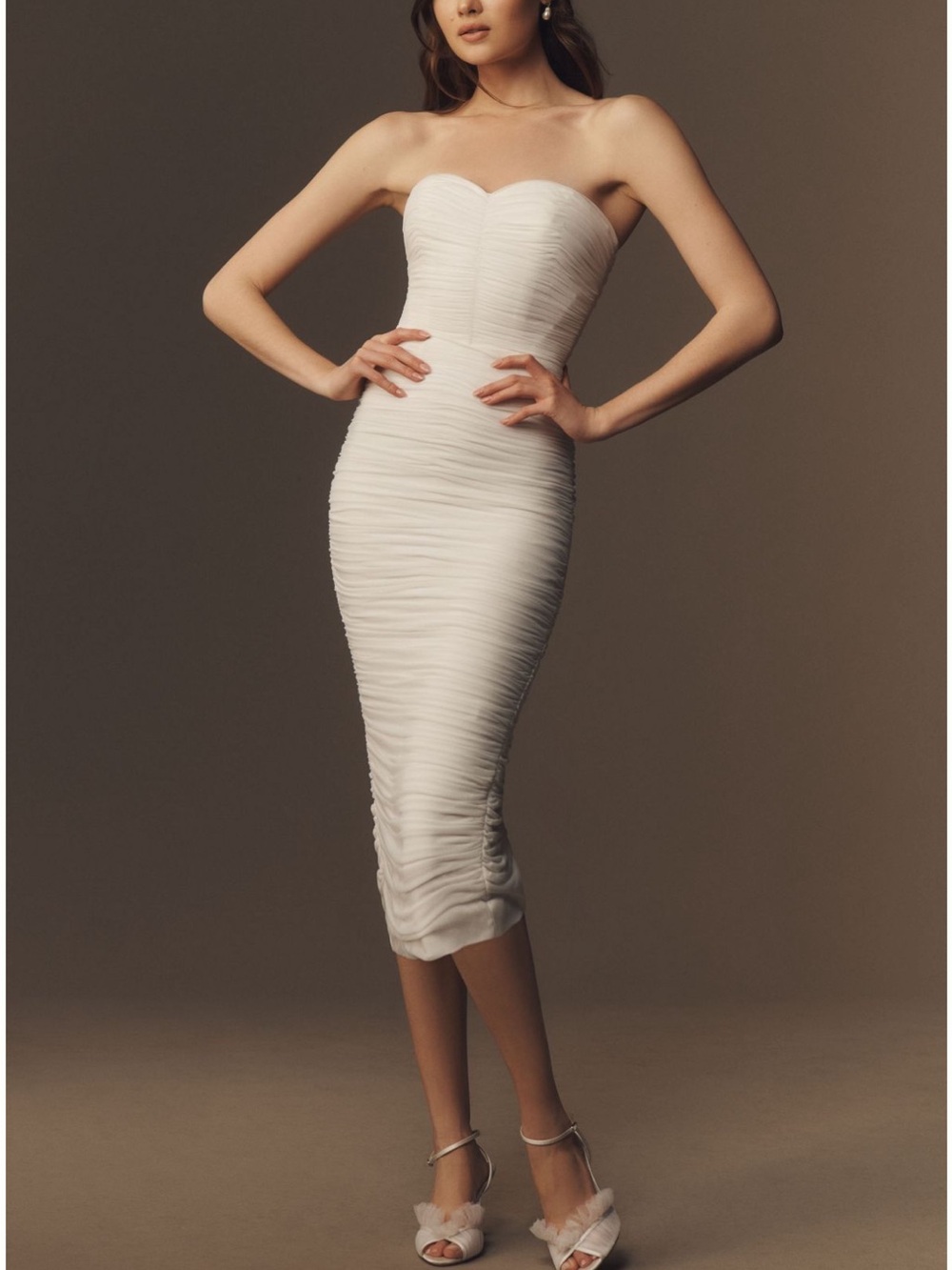 Anthropology Dress The Population Heather Strapless Sweatheart Ruched Fitted